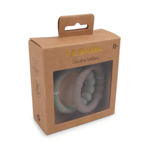 Alternative view of Filibabba Μασητικοί Κρίκοι Σιλικόνης – Warm Grey & Oil Green