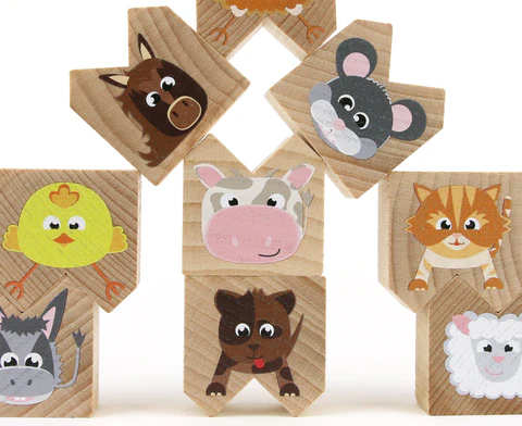 MILANIWOOD Ξύλινο παιχνίδι upside down - Ζώα της φάρμας 2+ - Image 3