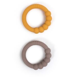 Filibabba Μασητικοί Κρίκοι Σιλικόνης – Warm Grey & Honey Gold