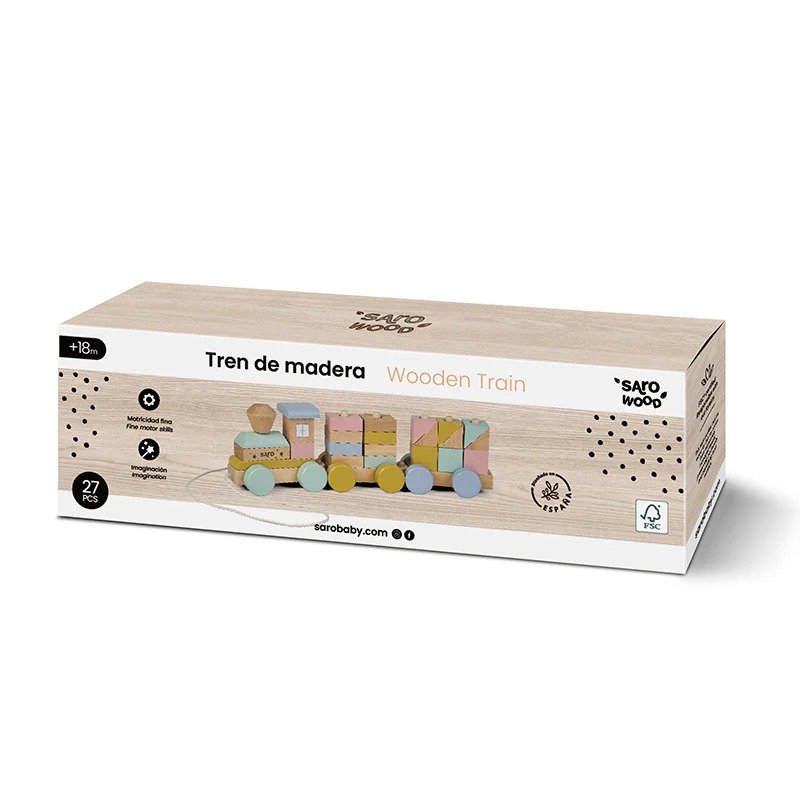 Saro Ξύλινο τρενάκι με τουβλάκια 27τμχ - Image 4