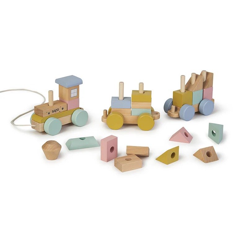 Saro Ξύλινο τρενάκι με τουβλάκια 27τμχ - Image 3