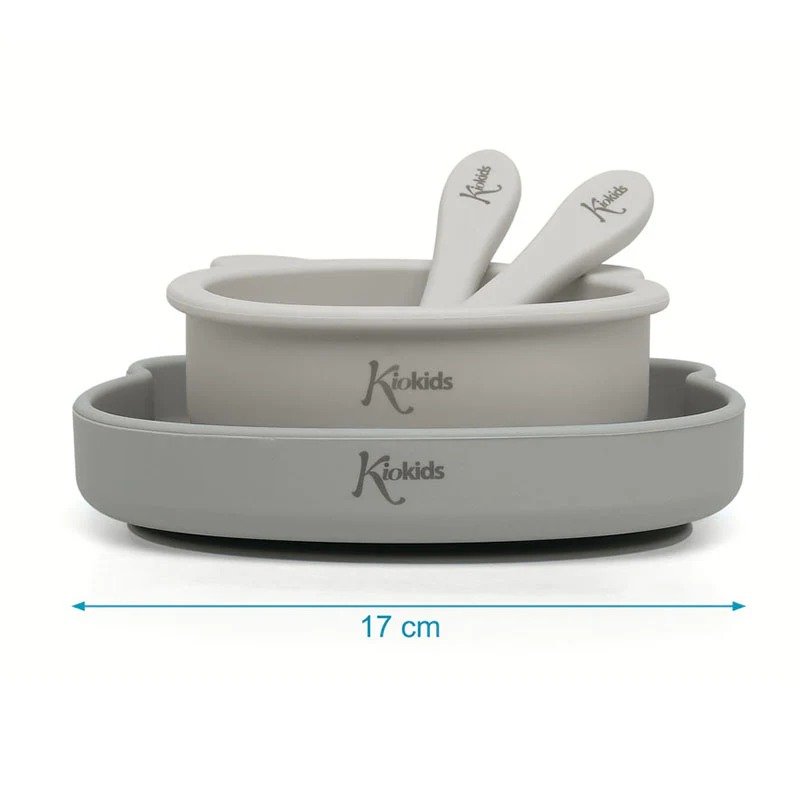 Kiokids Σετ Φαγητού Σιλικόνης "Little Bear" Γκρι - Image 2