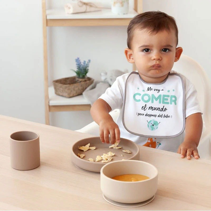 Kiokids Σετ Φαγητού Σιλικόνης 3τμχ Μπεζ - Image 3