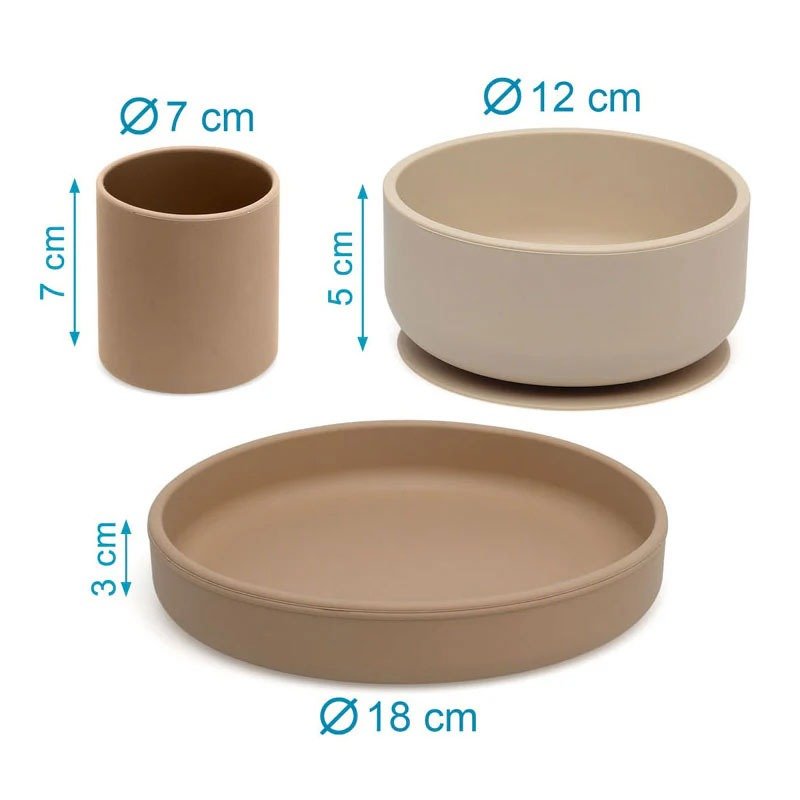 Kiokids Σετ Φαγητού Σιλικόνης 3τμχ Μπεζ - Image 2