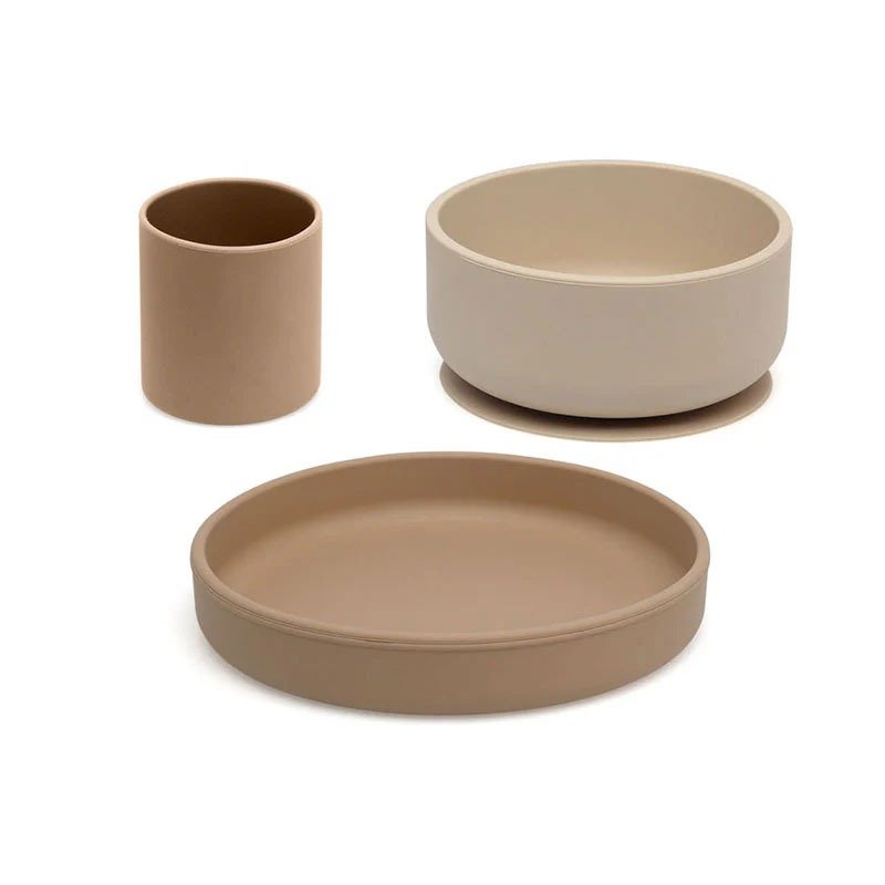 Kiokids Σετ Φαγητού Σιλικόνης 3τμχ Μπεζ