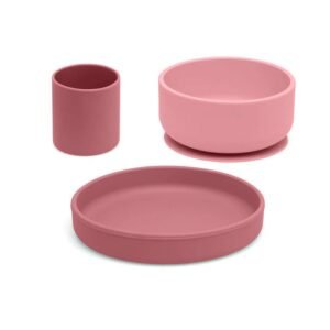 Kiokids Σετ Φαγητού Σιλικόνης 3τμχ Ροζ