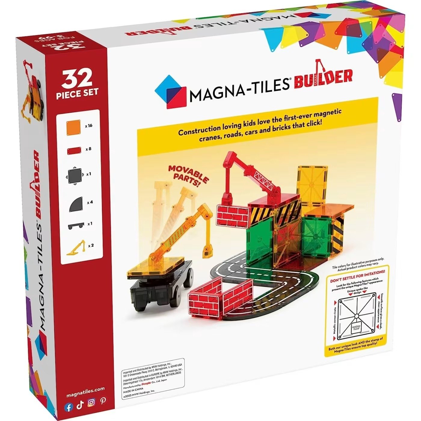 Magna-Tiles Σετ Κατασκευών Builder – 32 Τεμάχια - Image 2