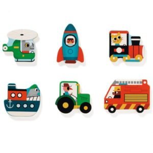 Alternative view of Djeco Ξύλινο Παζλ με Σφηνώματα-Οχήματα 2+