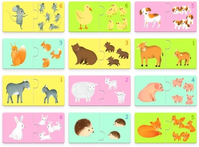 Djeco Puzzle Duo Εκπαιδευτικό Παζλ Αρίθμησης-Μαμά και Μωρό 2+ - Image 2