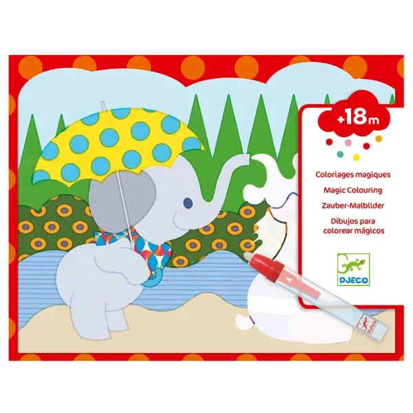Djeco Σετ Μαγικής Ζωγραφικής με Νερό "Ελεφαντάκι & Ζωάκια" 18m+