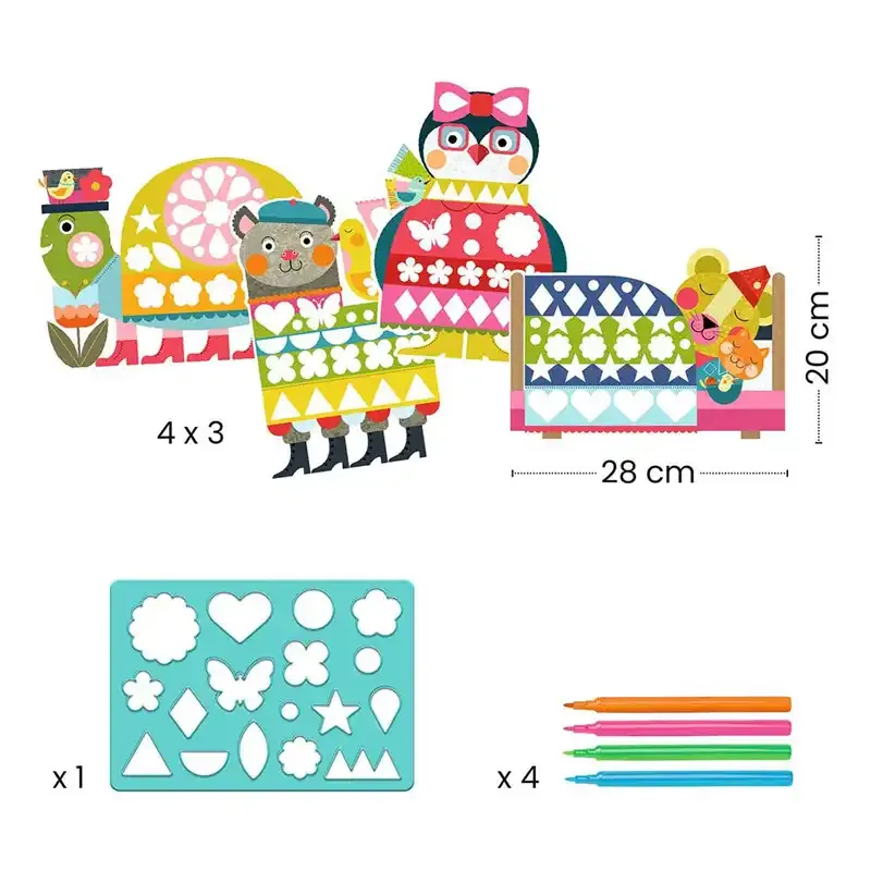 Djeco Ζωγραφική με Στένσιλ-Γεωμετρικά Ζωάκια 3+ - Image 3