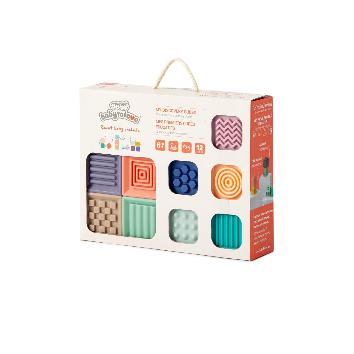 Baby To Love Σετ 12 Μαλακοί 3D Εκπαιδευτικοί Κύβοι Σιλικόνης 6m+
