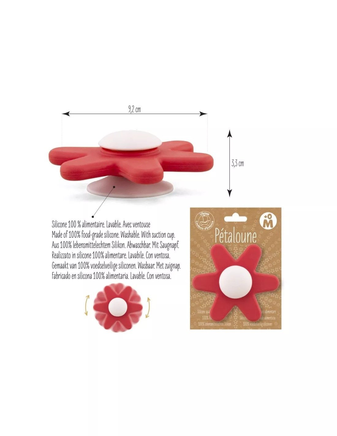 Ulysse Pétaloune Περιστρεφόμενο Λουλούδι Σιλικόνης με Βεντούζα - Κόκκινο 0m+ - Image 2