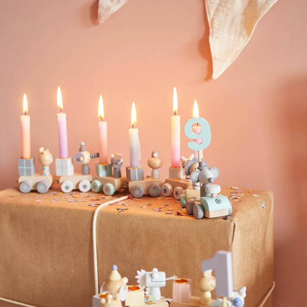 Bieco Ξύλινο Τρενάκι Γενεθλίων με Ζωάκια & Αριθμούς - Image 3