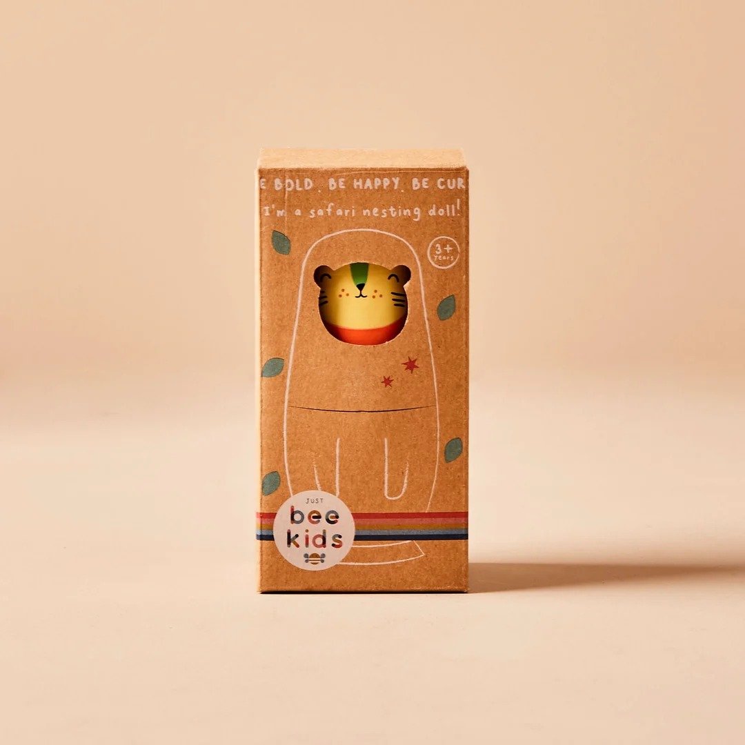 Just Bee Kids Ξύλινες Μπάμπουσκες Nesting Dolls "Ζωάκια της Ζούγκλας" 3+ - Image 4