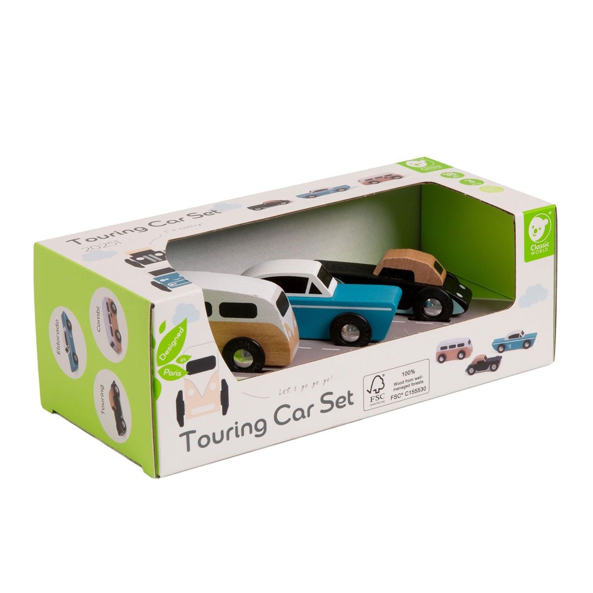 Classic World Ξύλινο Σετ 3 Οχημάτων 18m+