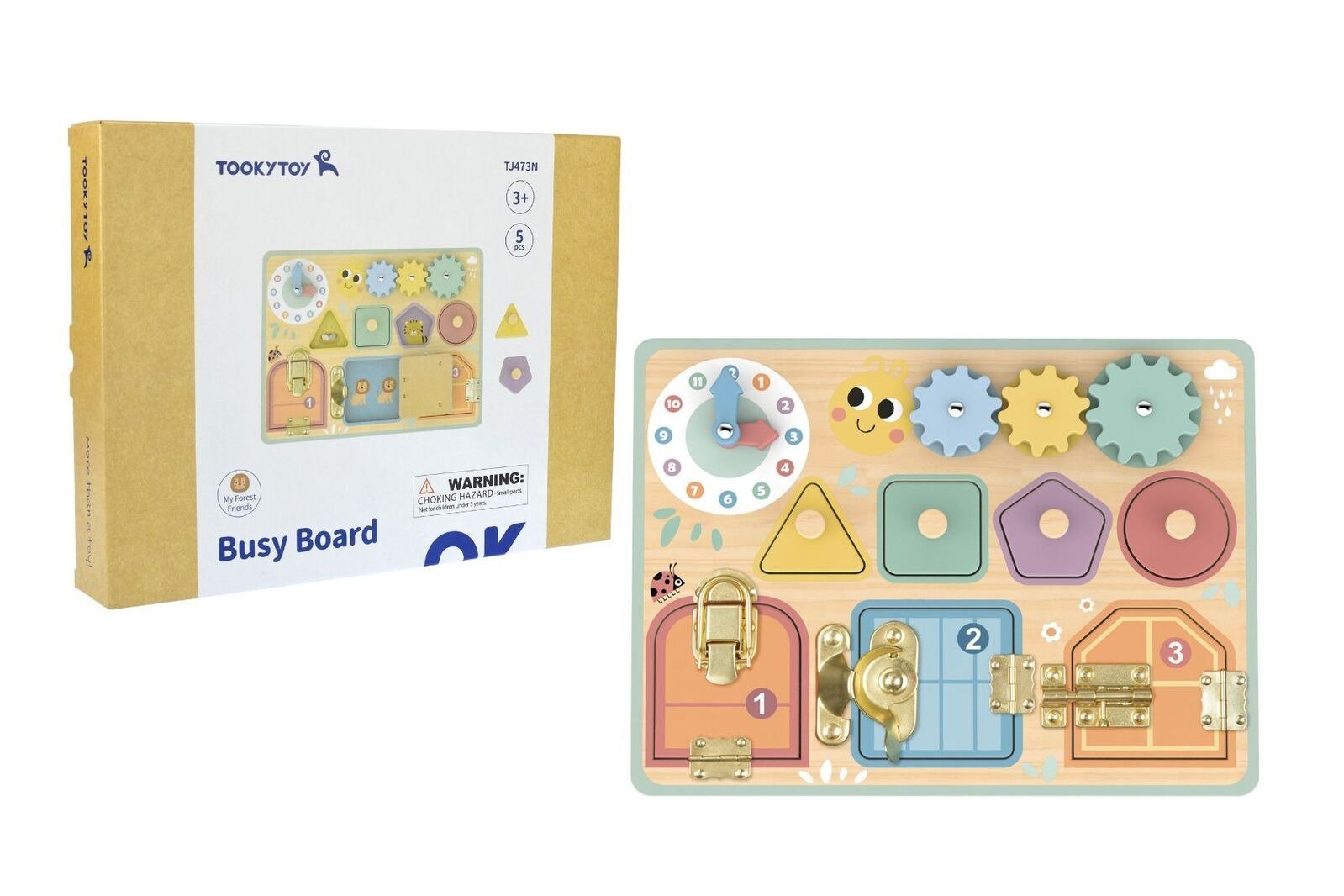 Tooky Toy Ξύλινος Πίνακας Δραστηριοτήτων με Κλειδαριές 3+ - Image 3