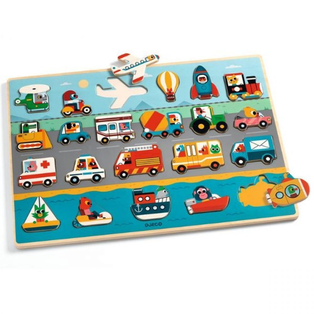 Djeco Ξύλινο Παζλ με Σφηνώματα-Οχήματα 2+ - Image 3