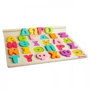 Svoora Ξύλινο Ελληνικό Αλφάβητο με 50 Κάρτες Πρώτης Γραφής & Βάση 3+