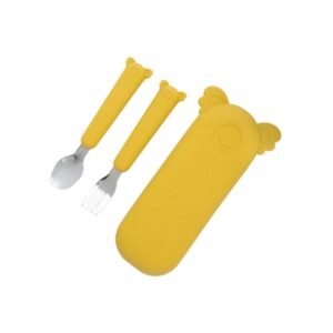 The Cotton Cloud Σετ κουταλοπίρουνο με θήκη Zoe the Koala Mustard