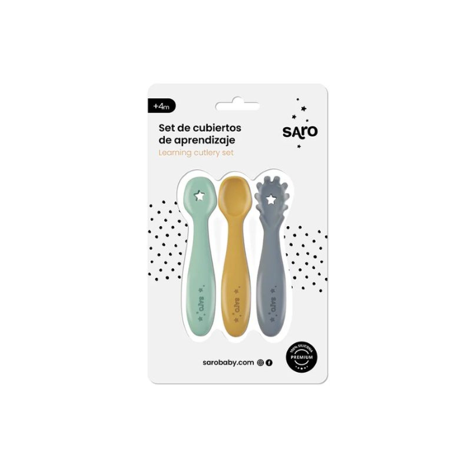 Saro Σετ Κουταλάκια Αυτοσίτισης Σιλικόνης 3 τμχ Για 4+ Μηνών Blue - Image 2