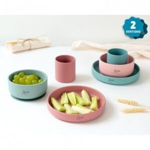 Alternative view of Kiokids Σετ Φαγητού Σιλικόνης 3τμχ | Ροζ/Μέντα
