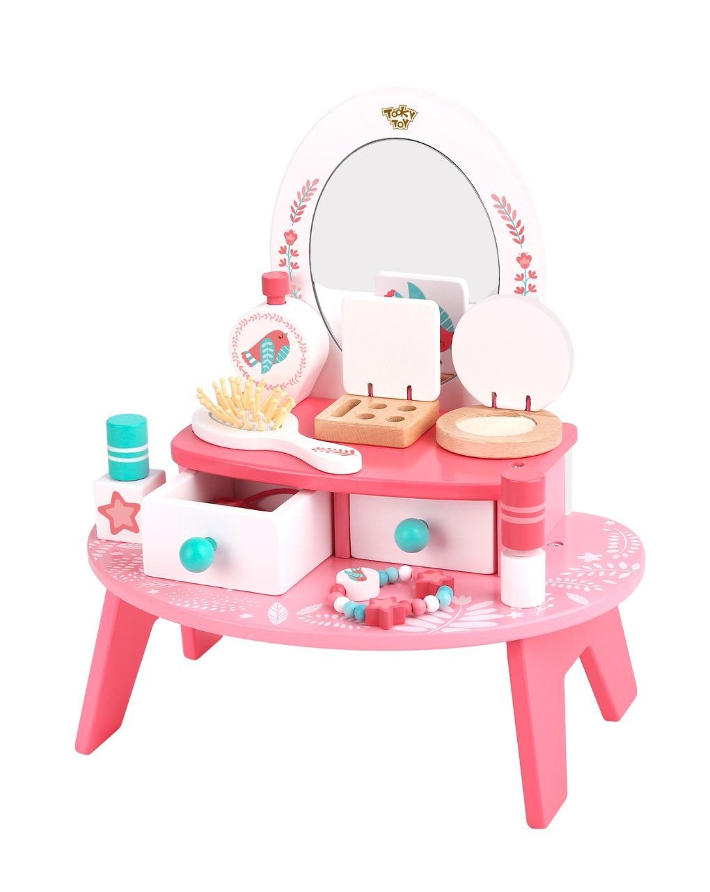 Tooky Toy Ξύλινη Τουαλέτα Ομορφιάς με Καθρέφτη & Αξεσουάρ