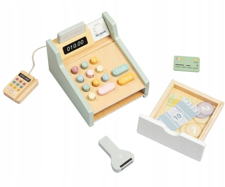 Tooky Toy Ξύλινη Ταμειακή με POS & Χρήματα