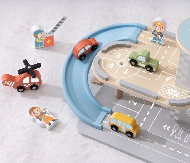 Tooky Toy Ξύλινο Πάρκινγκ Γκαράζ 2 επιπέδων - Image 2
