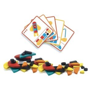 Alternative view of Djeco Εκπαιδευτικό Παιχνίδι Σύνθεσης Οχημάτων με Ξύλινα Τουβλάκια & Κάρτες