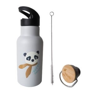Kikadu Παγούρι Θερμός Panda 350ml με 2 Καπάκια & Βουρτσάκι
