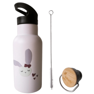 Kikadu Παγούρι Θερμός Rosé Bunny 350ml με 2 Καπάκια & Βουρτσάκι