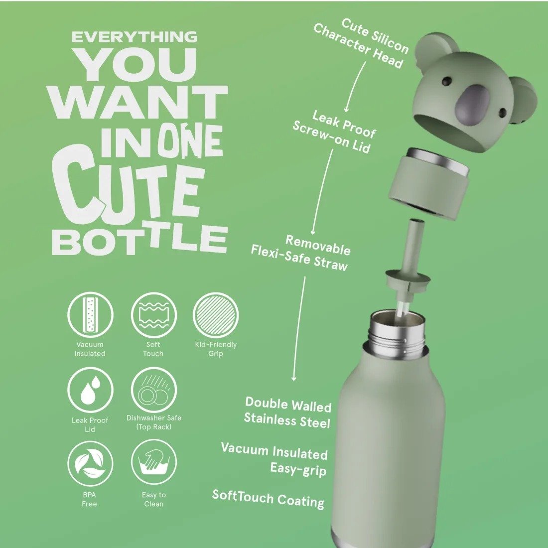 Asobu Bestie Bottle Θερμός - Κοάλα 460ml - Image 2