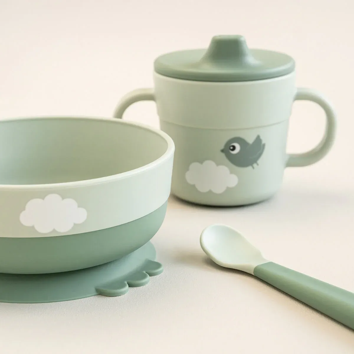 Done By Deer Σετ Φαγητού 3τμχ με Βεντούζα Happy Clouds Green - Image 4