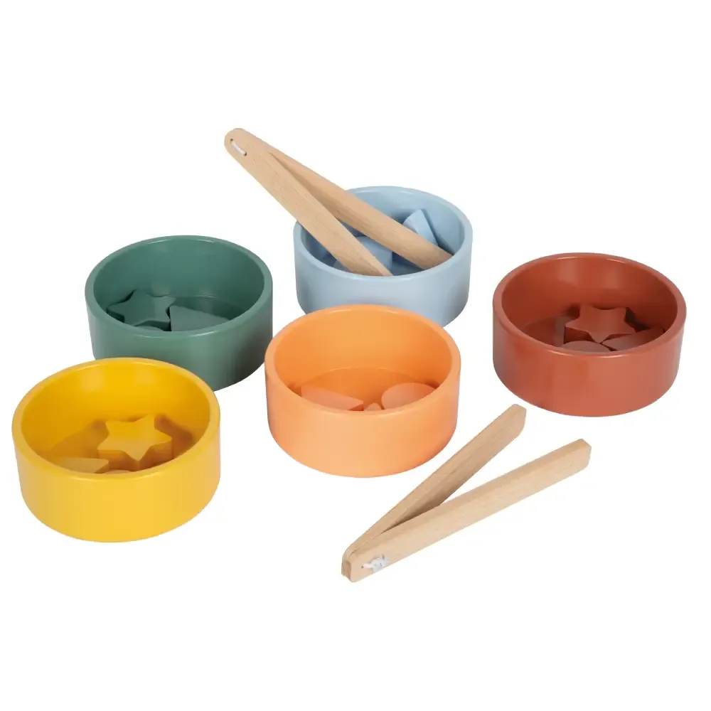 Small Foot Montessori Ξύλινο Παιχνίδι Ταξινόμησης με Μπολ & Λαβίδες 12m+