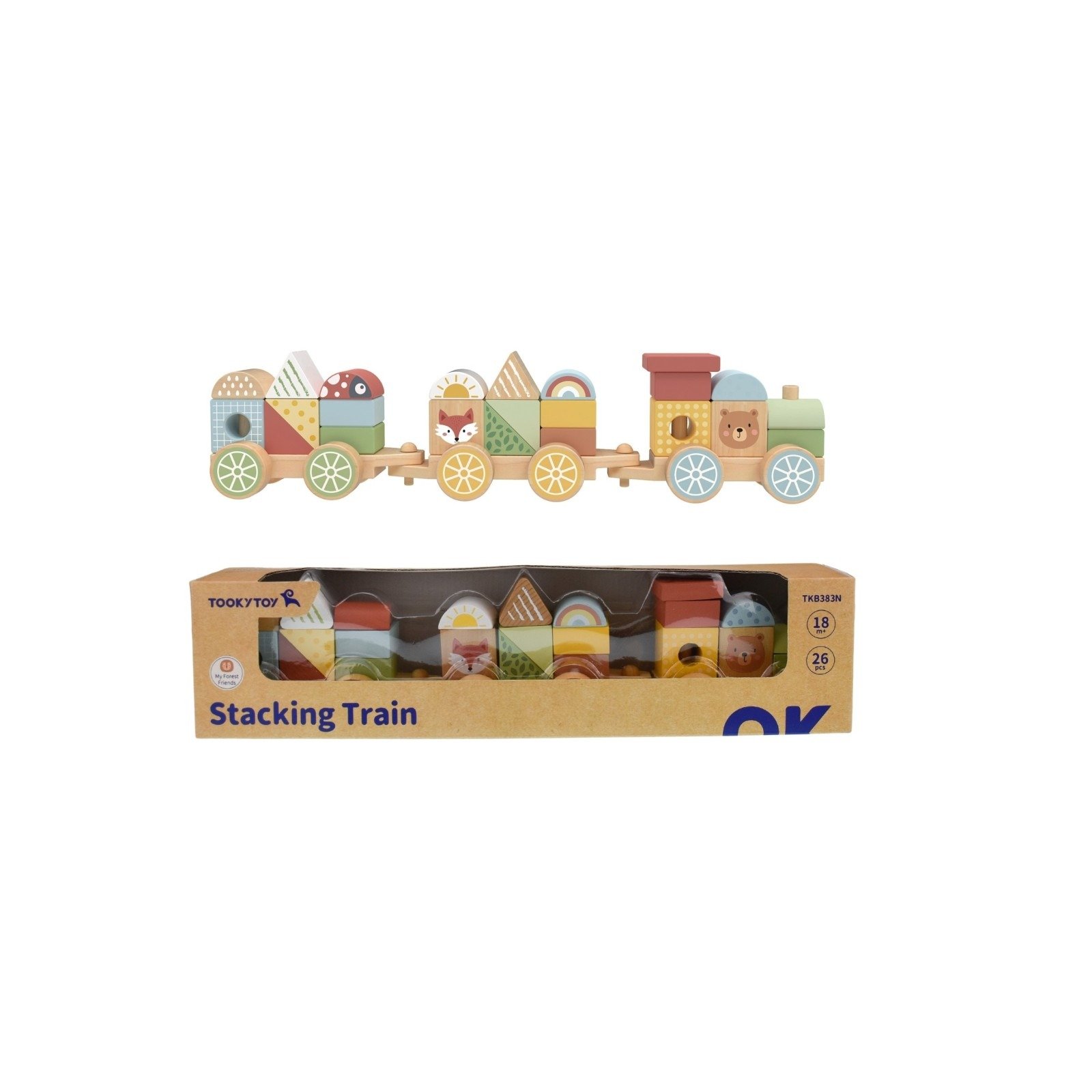 Tooky Toy Ξύλινο Tρενάκι Στοίβαξης με τουβλάκια - Image 3