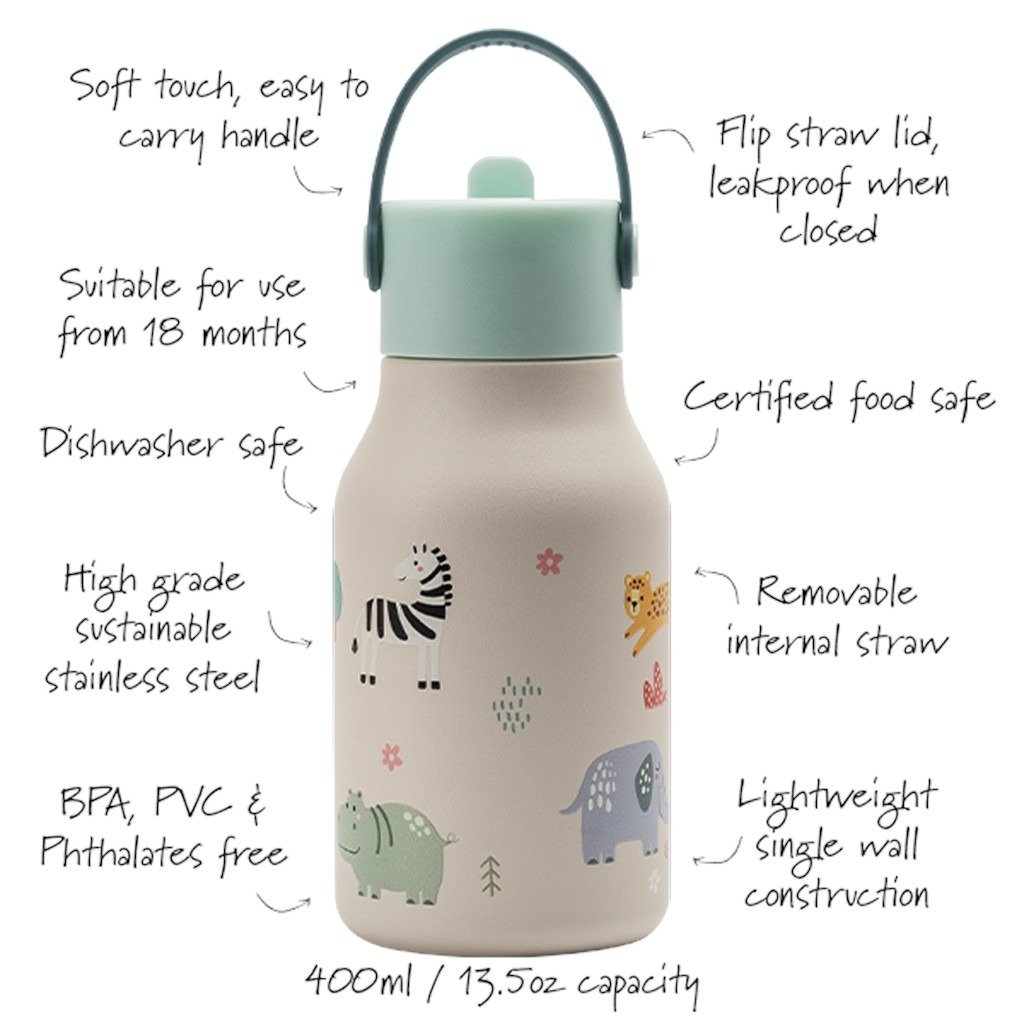 Little Lund Water Bottle 400ml Safari - Image 2