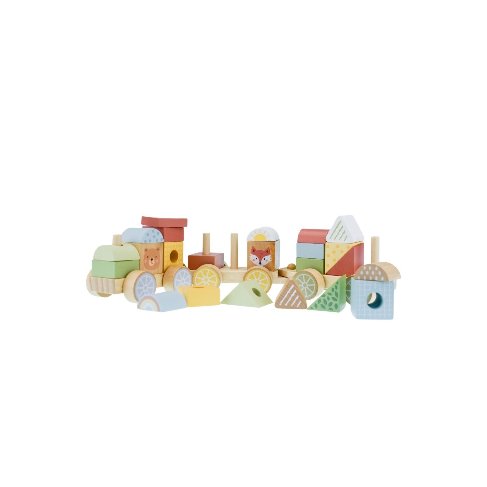 Tooky Toy Ξύλινο Tρενάκι Στοίβαξης με τουβλάκια - Image 2