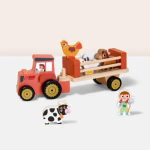 Tooky Toy Ξύλινο Φορτηγό Μεταφοράς με Ζώα Φάρμας