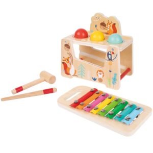 Tooky Toy Ξύλινος Πάγκος Σφυρηλάτησης με Μπάλες & Αποσπώμενο Ξυλόφωνο