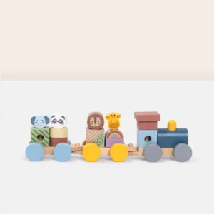 Tooky Toy Ξύλινο Τρενάκι Στοίβαξης με Ζώα