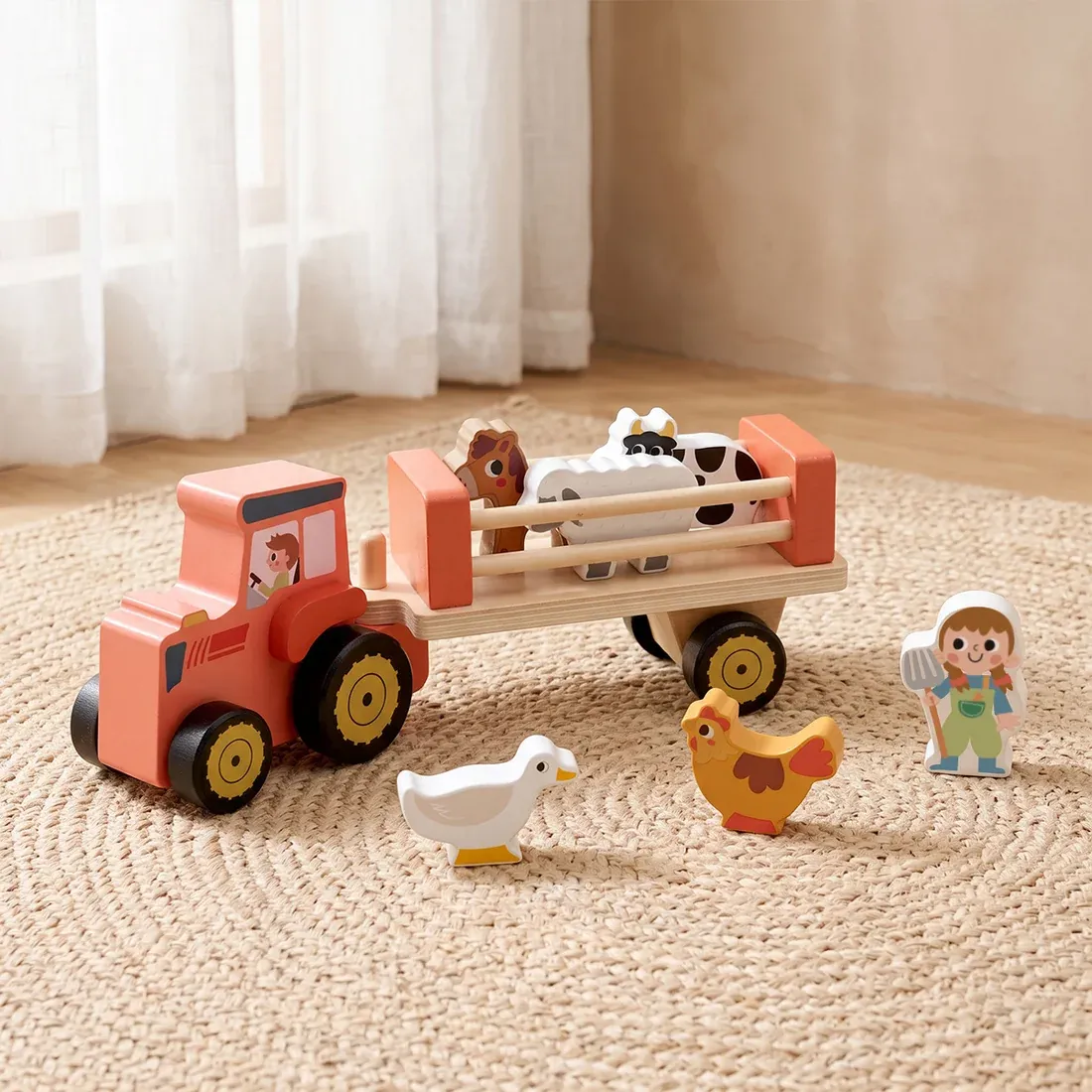 Tooky Toy Ξύλινο Φορτηγό Μεταφοράς με Ζώα Φάρμας - Image 2