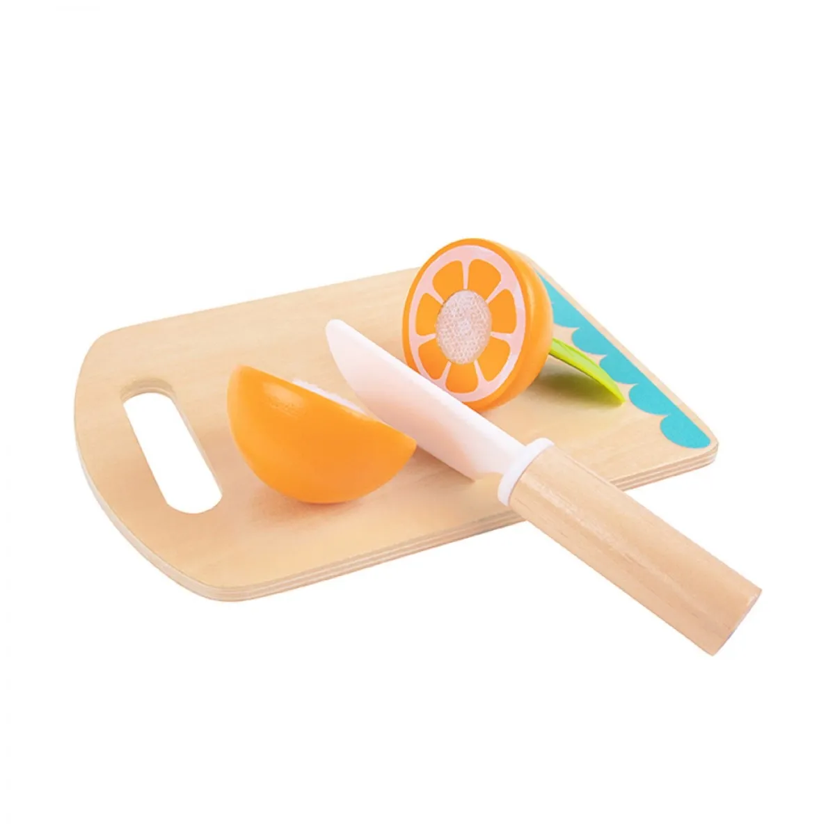 Tooky Toy Ξύλινος Δίσκος Κοπής με Μαχαίρι & Φρούτα - Image 2