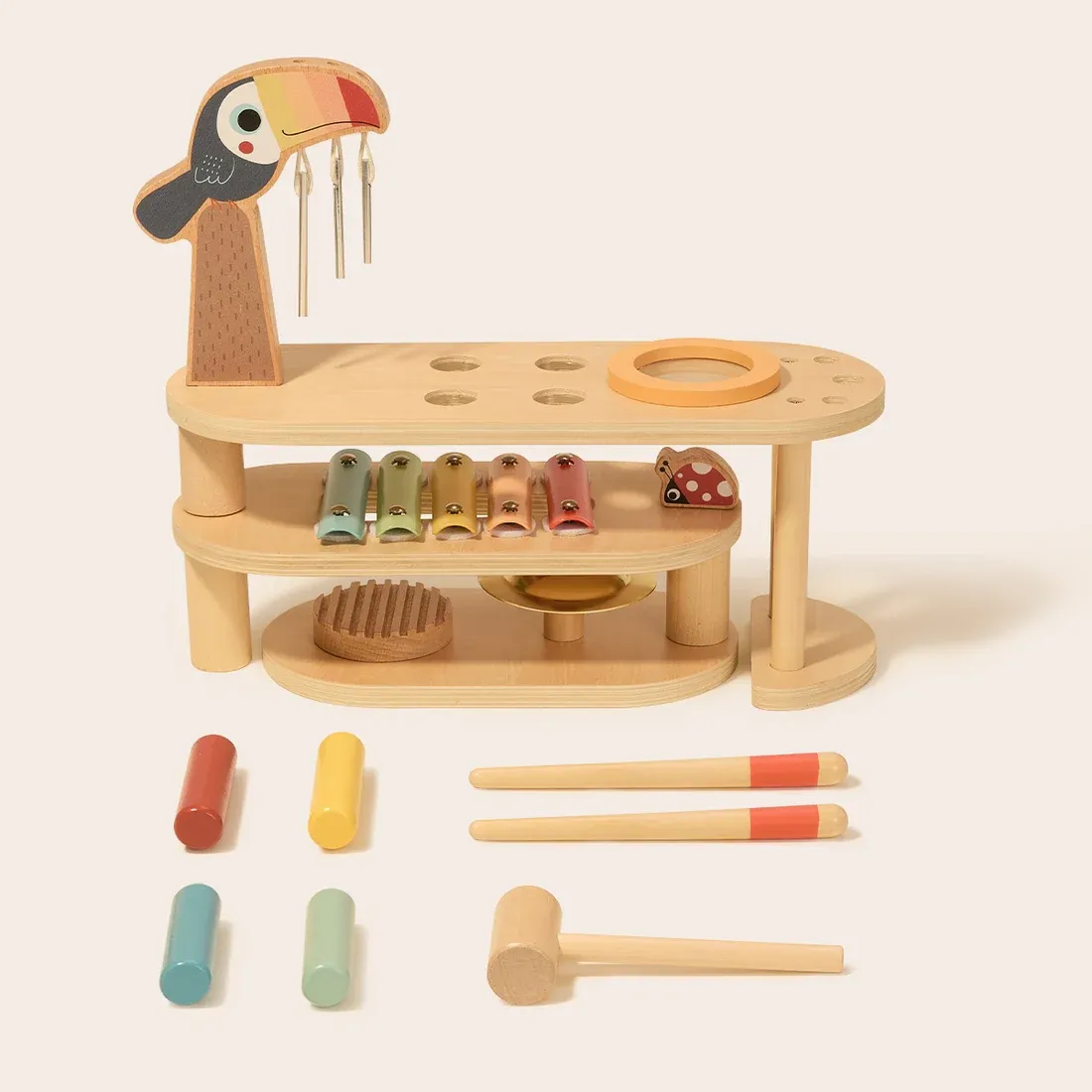 Tooky Toy Αναδιπλούμενο Ξύλινο Τραπέζι με Μουσικά Όργανα - Image 2