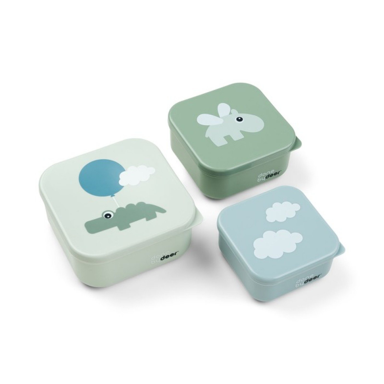 Done by Deer Παιδικά Δοχεία Φαγητού Σετ 3τμχ Happy Clouds Green