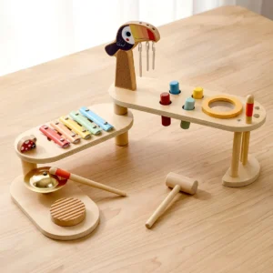 Tooky Toy Αναδιπλούμενο Ξύλινο Τραπέζι με Μουσικά Όργανα - Image 3
