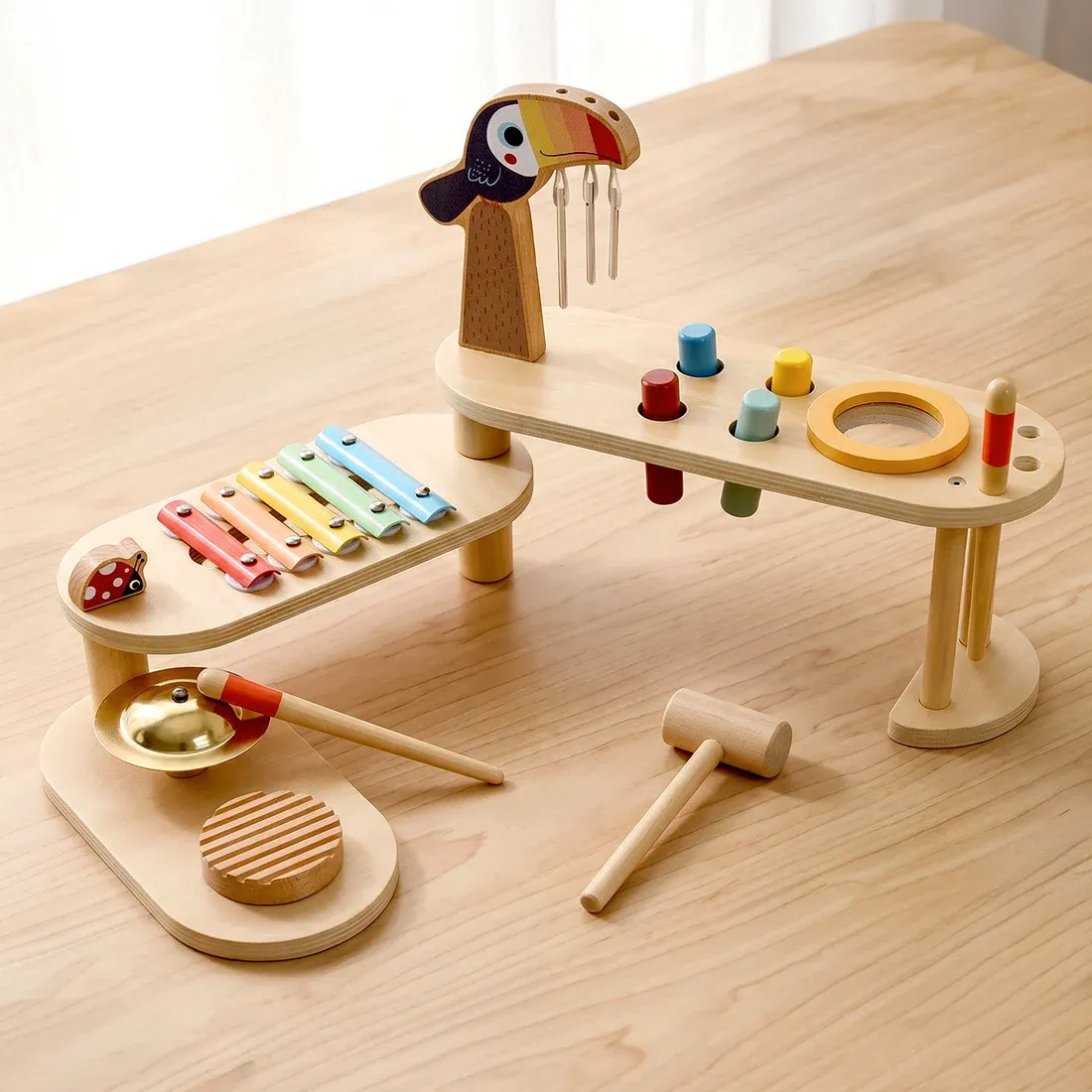 Tooky Toy Αναδιπλούμενο Ξύλινο Τραπέζι με Μουσικά Όργανα - Image 3