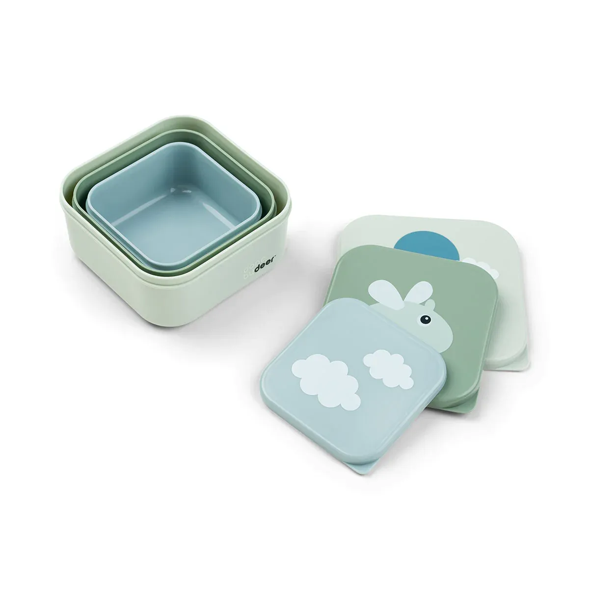 Done by Deer Παιδικά Δοχεία Φαγητού Σετ 3τμχ Happy Clouds Green - Image 2