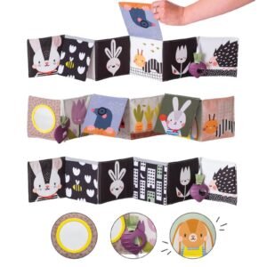 Taf Toys Βρεφικό Μαλακό Βιβλίο Διπλής Όψης με Καθρέφτη & Μασητικό Παντζάρι