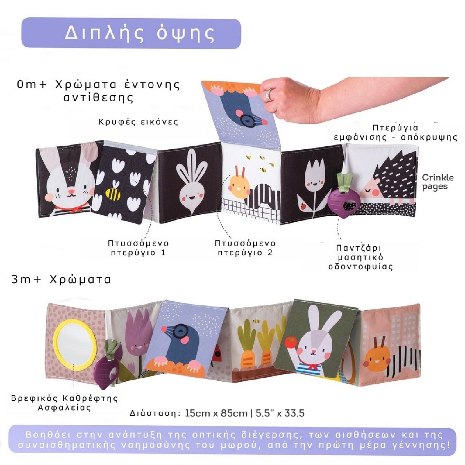 Taf Toys Βρεφικό Μαλακό Βιβλίο Διπλής Όψης με Καθρέφτη & Μασητικό Παντζάρι - Image 3